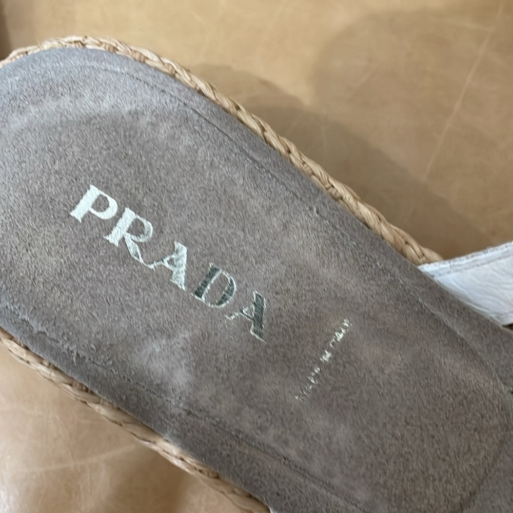 PRADA Women's Straw Wedge Sandals Size 39.5/US 9.5 - Picture 2 of 8